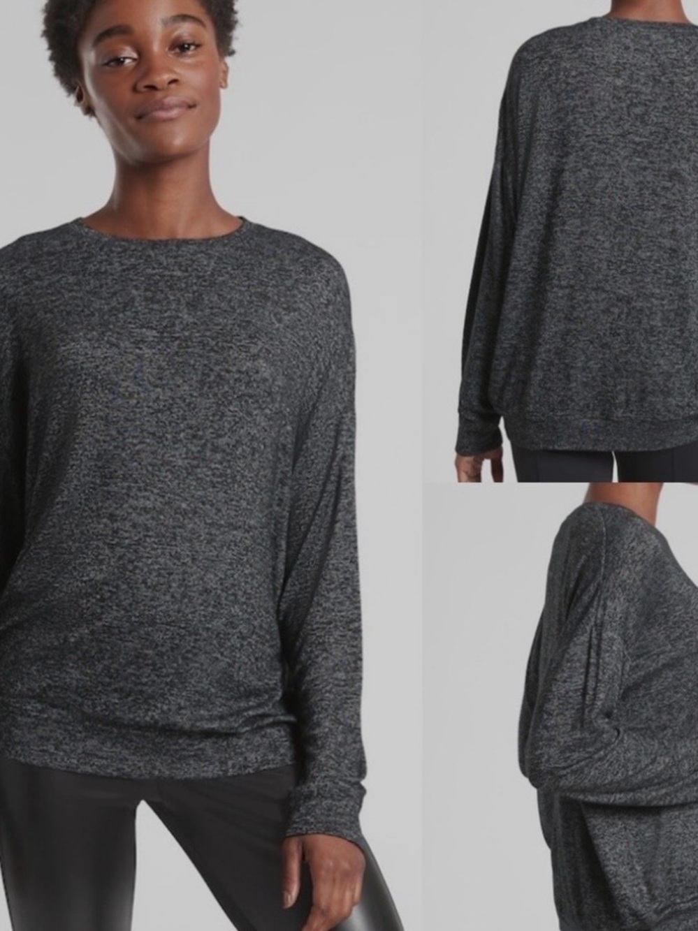 Athleta Mindful Pullover Sweater in Charcoal Heather Gray